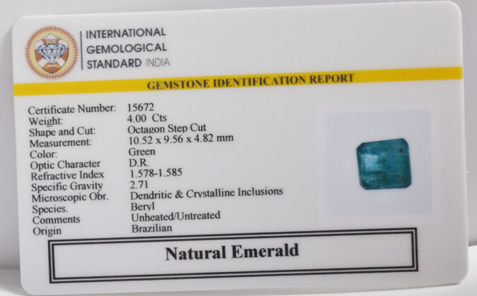 EMERALD 4 Ct. EMERALD 4 Ct.