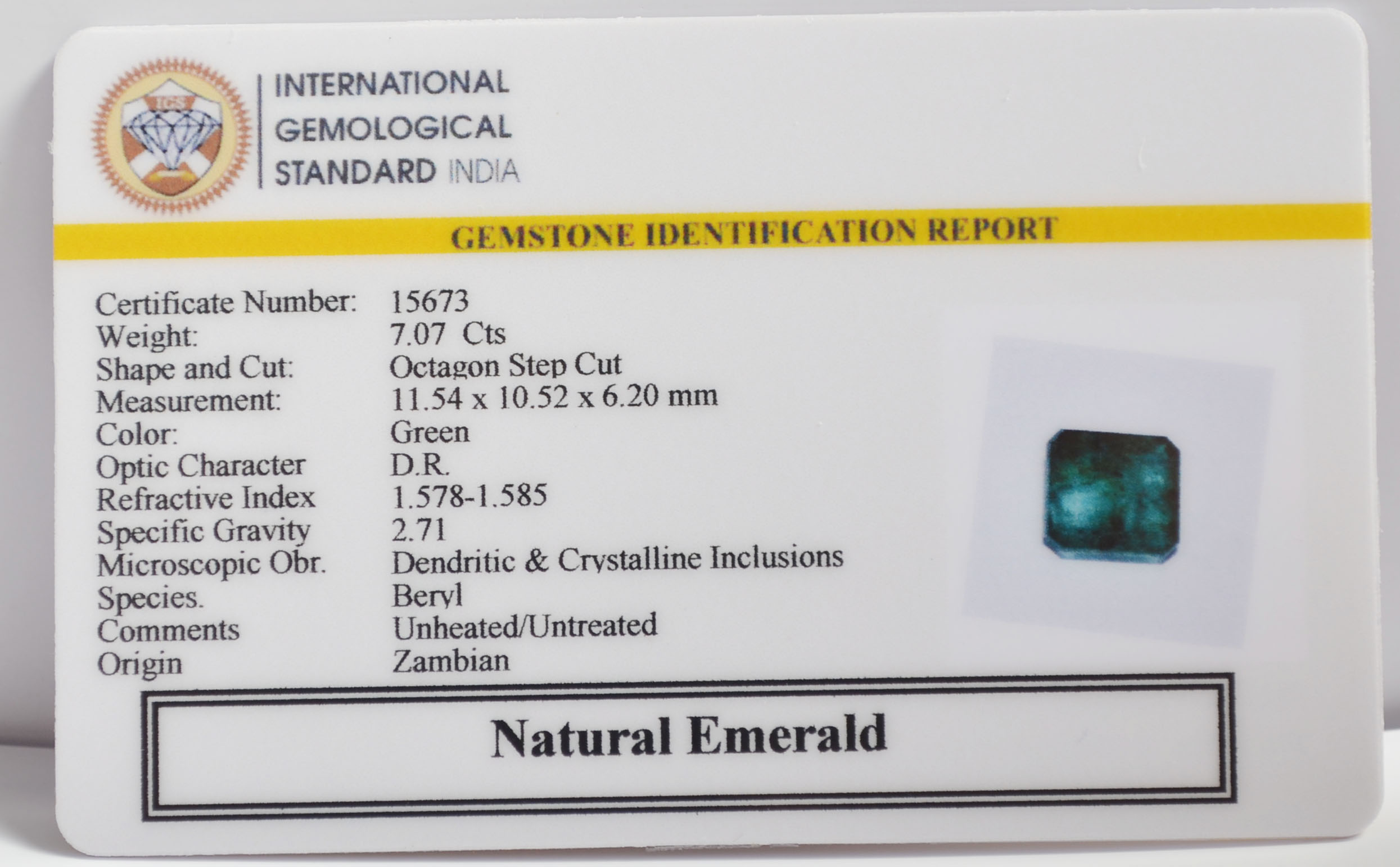 EMERALD 7.07 Ct.