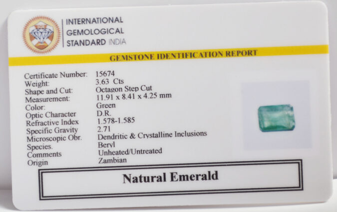EMERALD 3.63 Ct. EMERALD 3.63 Ct.