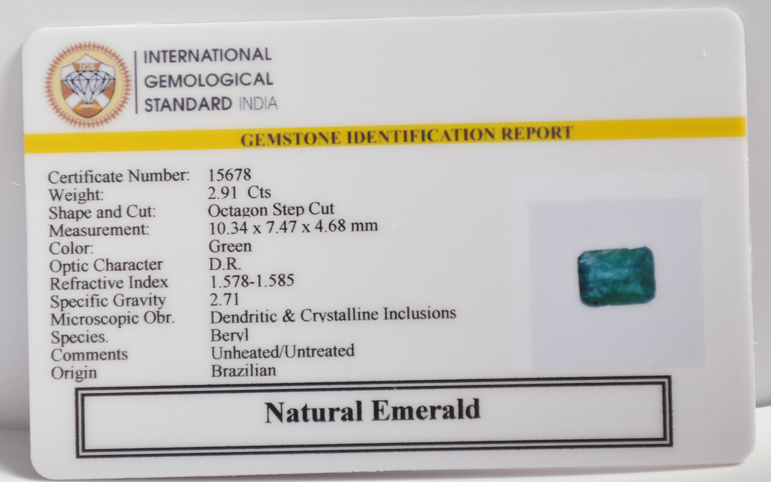 EMERALD 2.91 Ct.