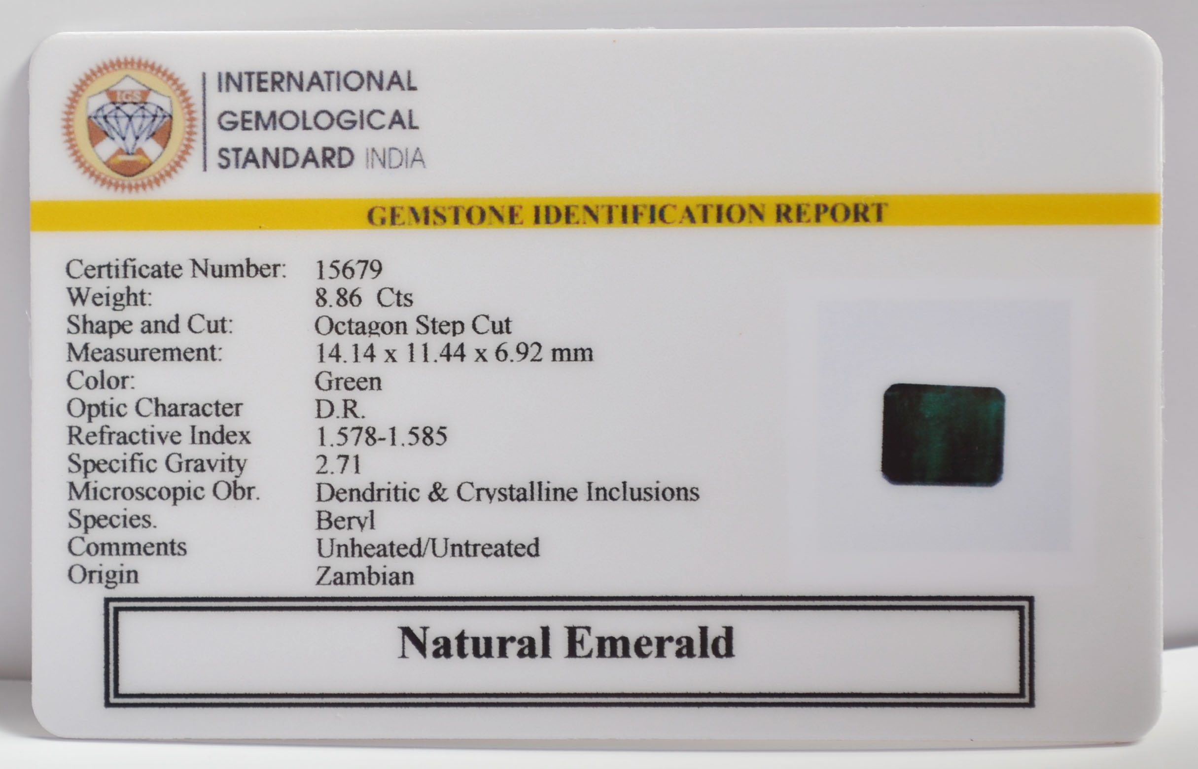 EMERALD 8.86 Ct.