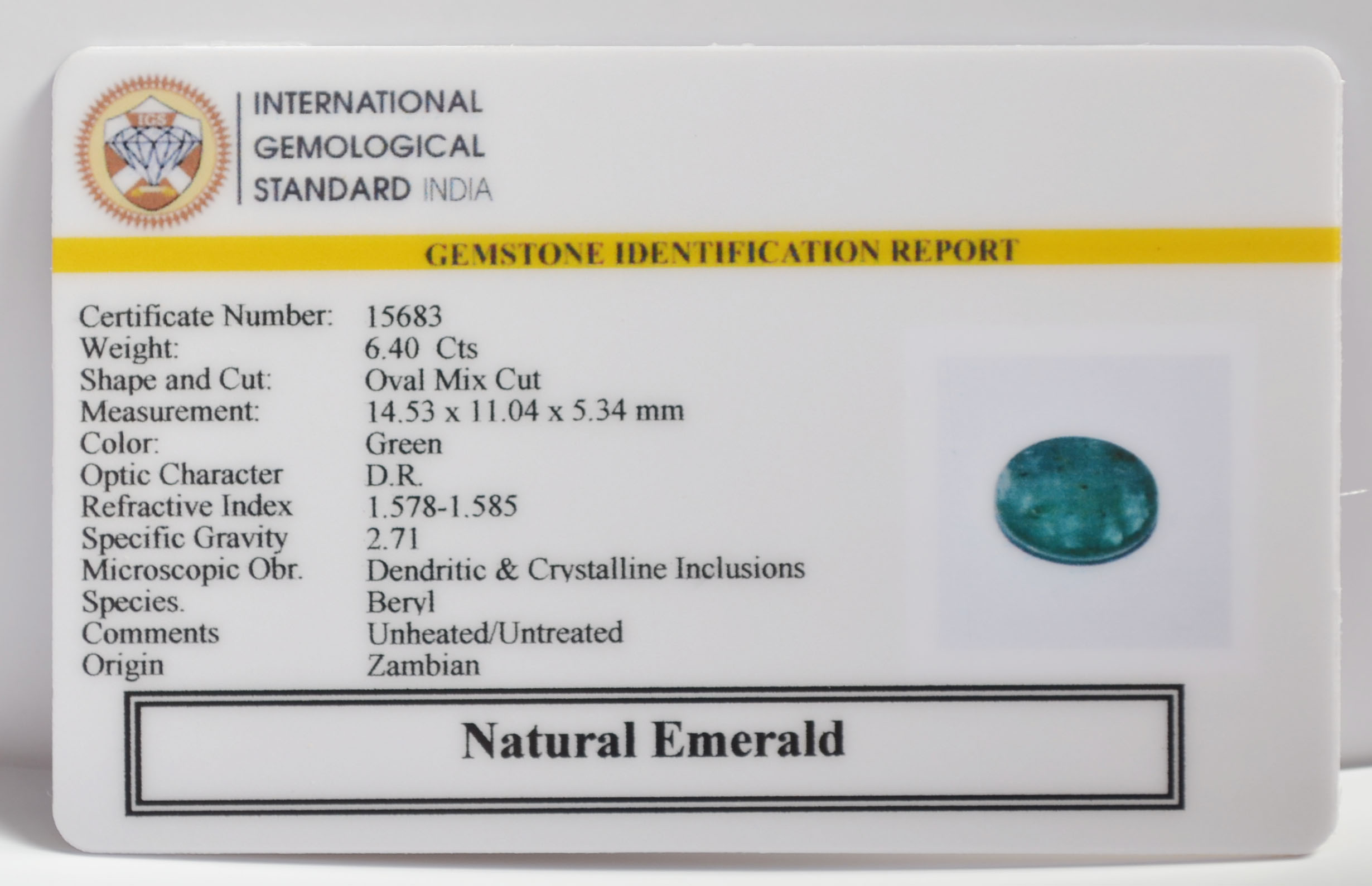 EMERALD 6.4 Ct. EMERALD 6.4 Ct.