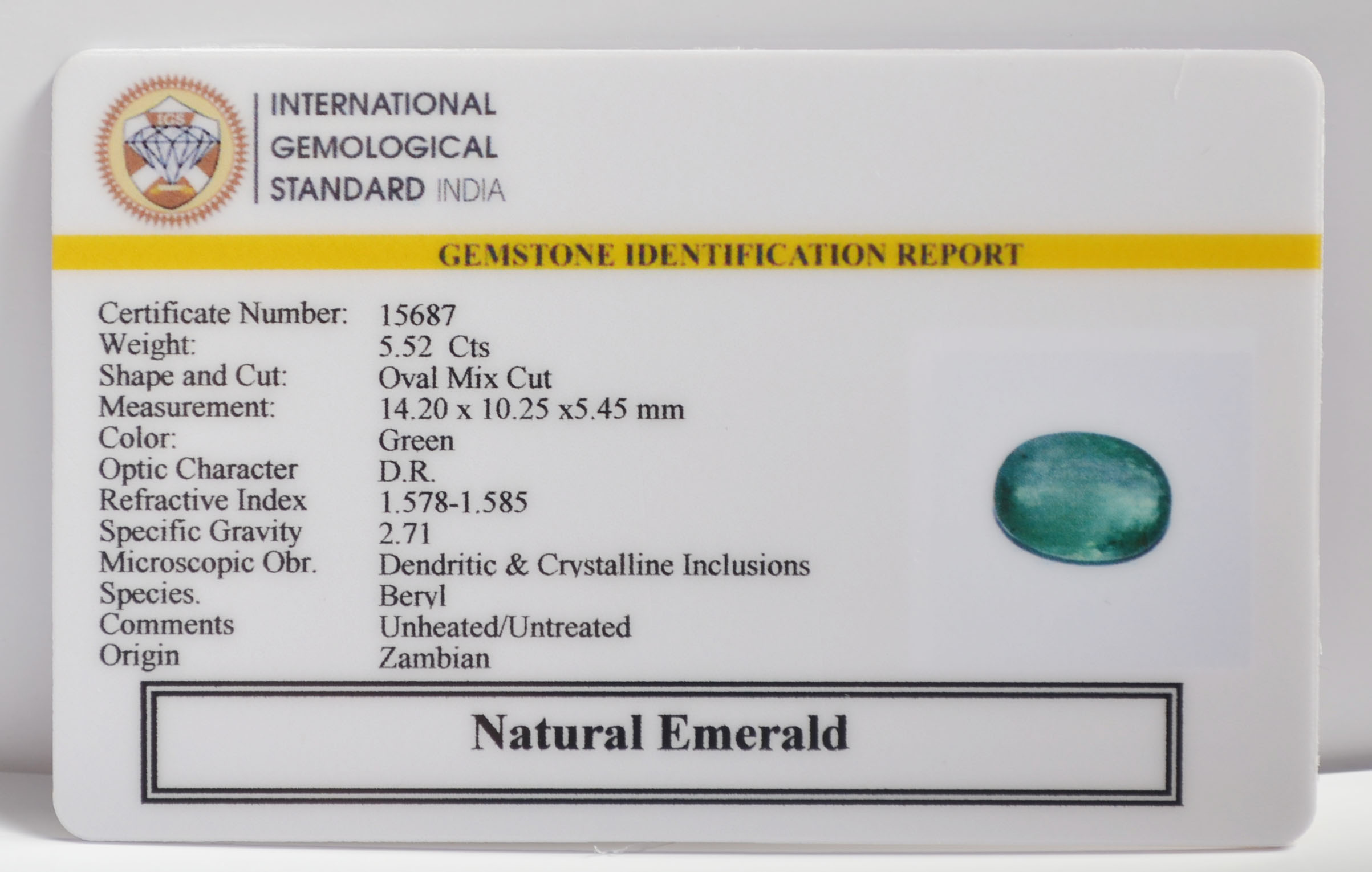 EMERALD 5.52 Ct. EMERALD 5.52 Ct.