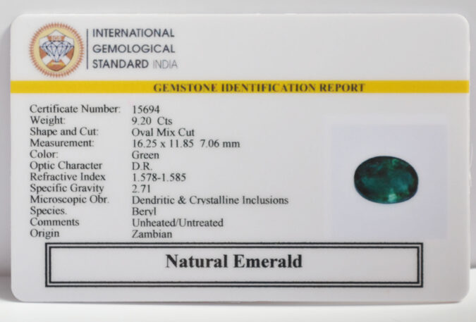 EMERALD 9.2 Ct. EMERALD 9.2 Ct.