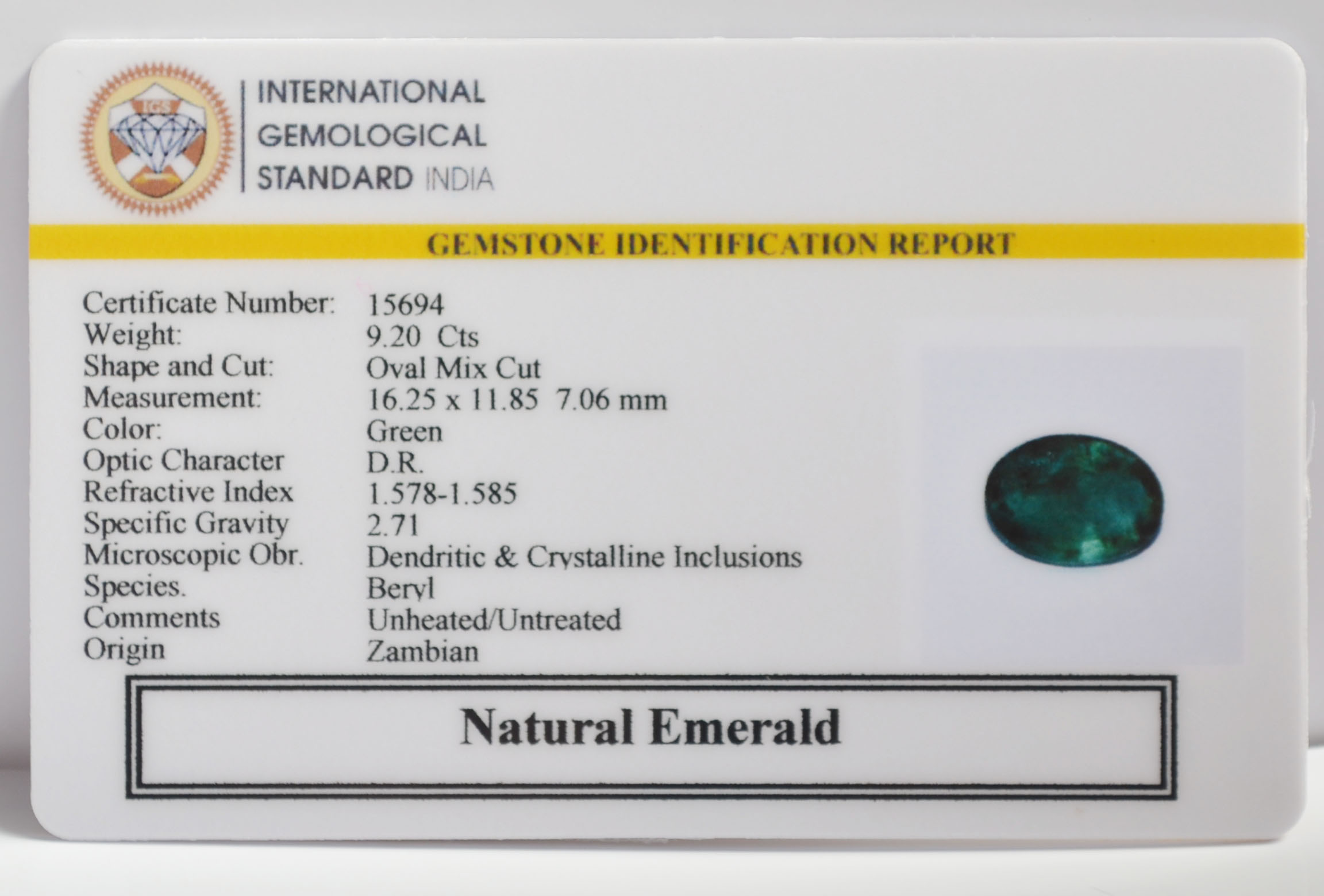EMERALD 9.2 Ct. EMERALD 9.2 Ct.