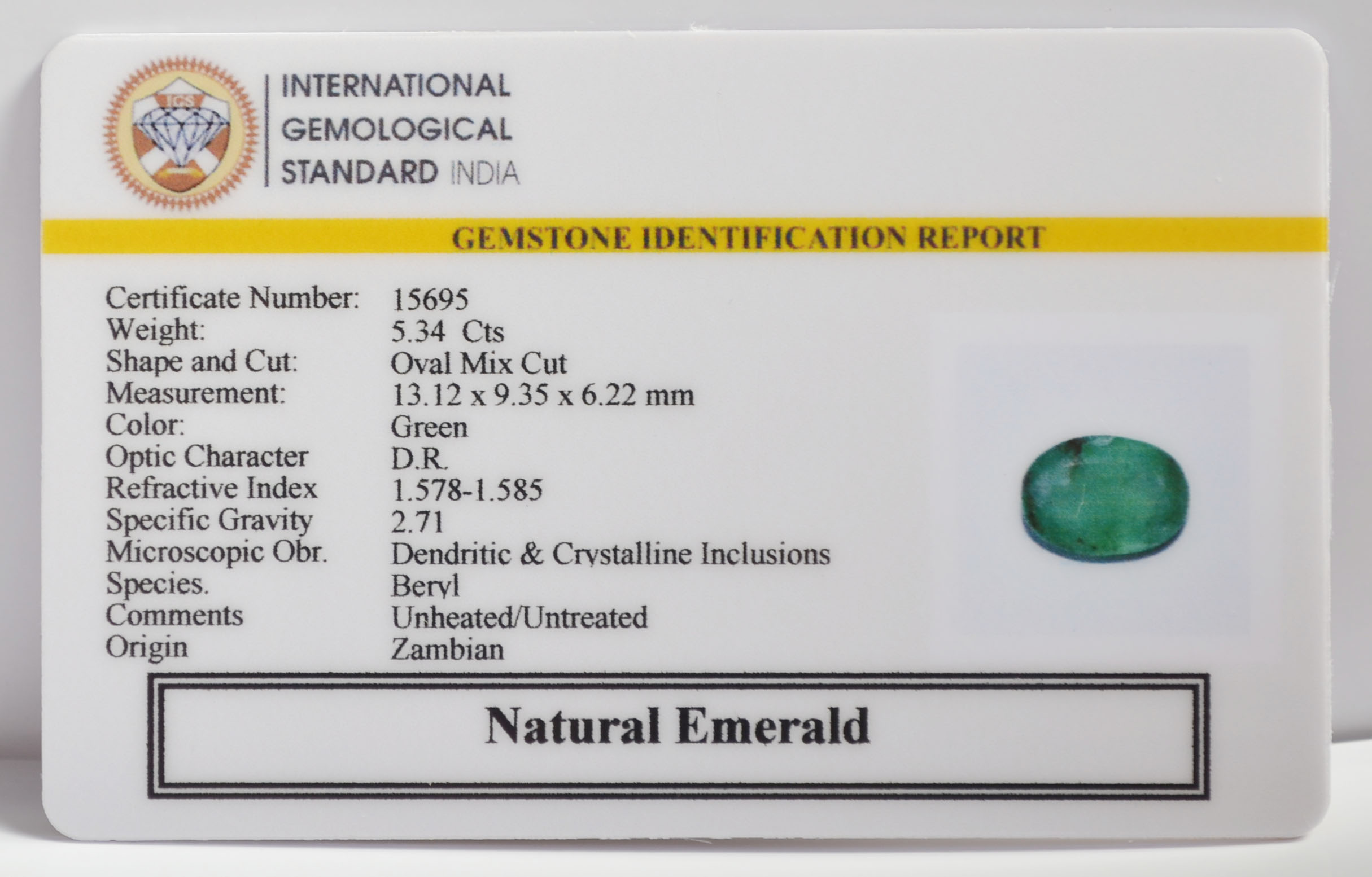 EMERALD 5.34 Ct.