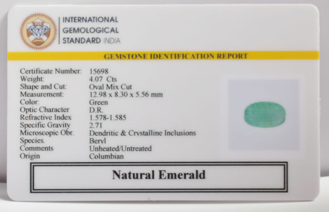 EMERALD 4.07 Ct. EMERALD 4.07 Ct.