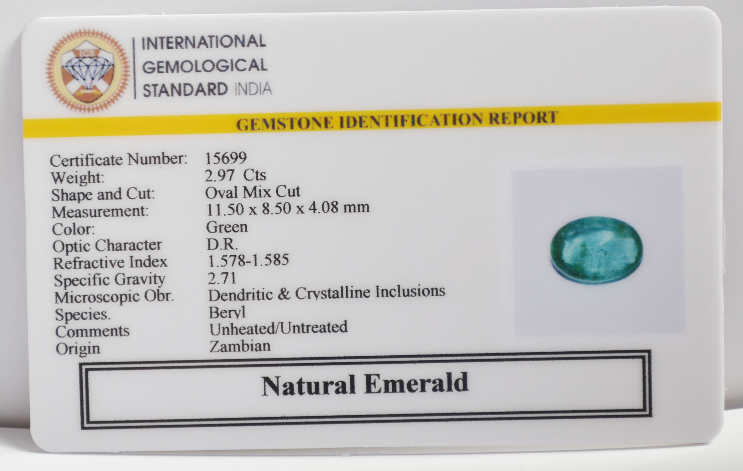 EMERALD 2.97 Ct.