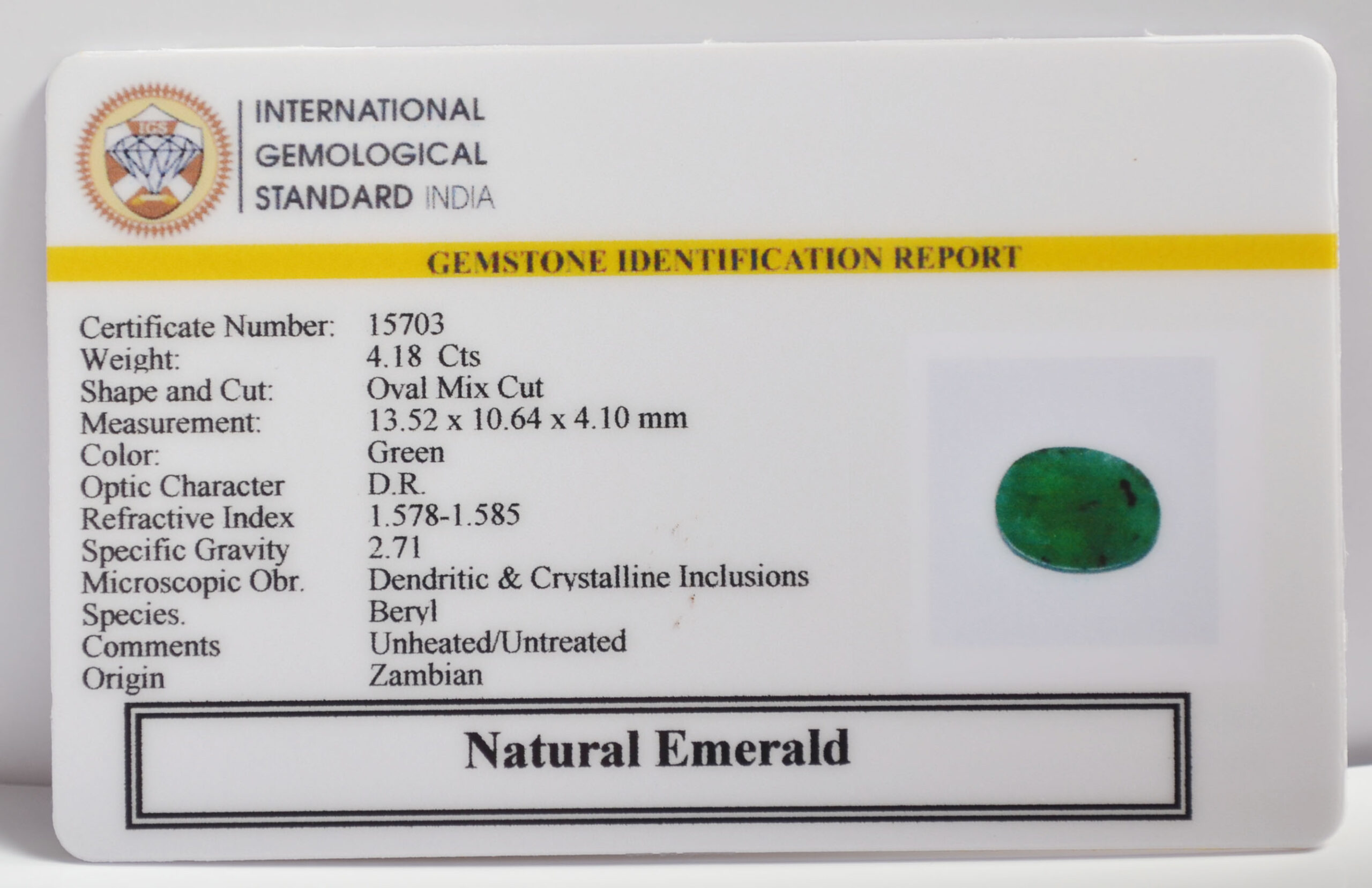 EMERALD 4.18 Ct.