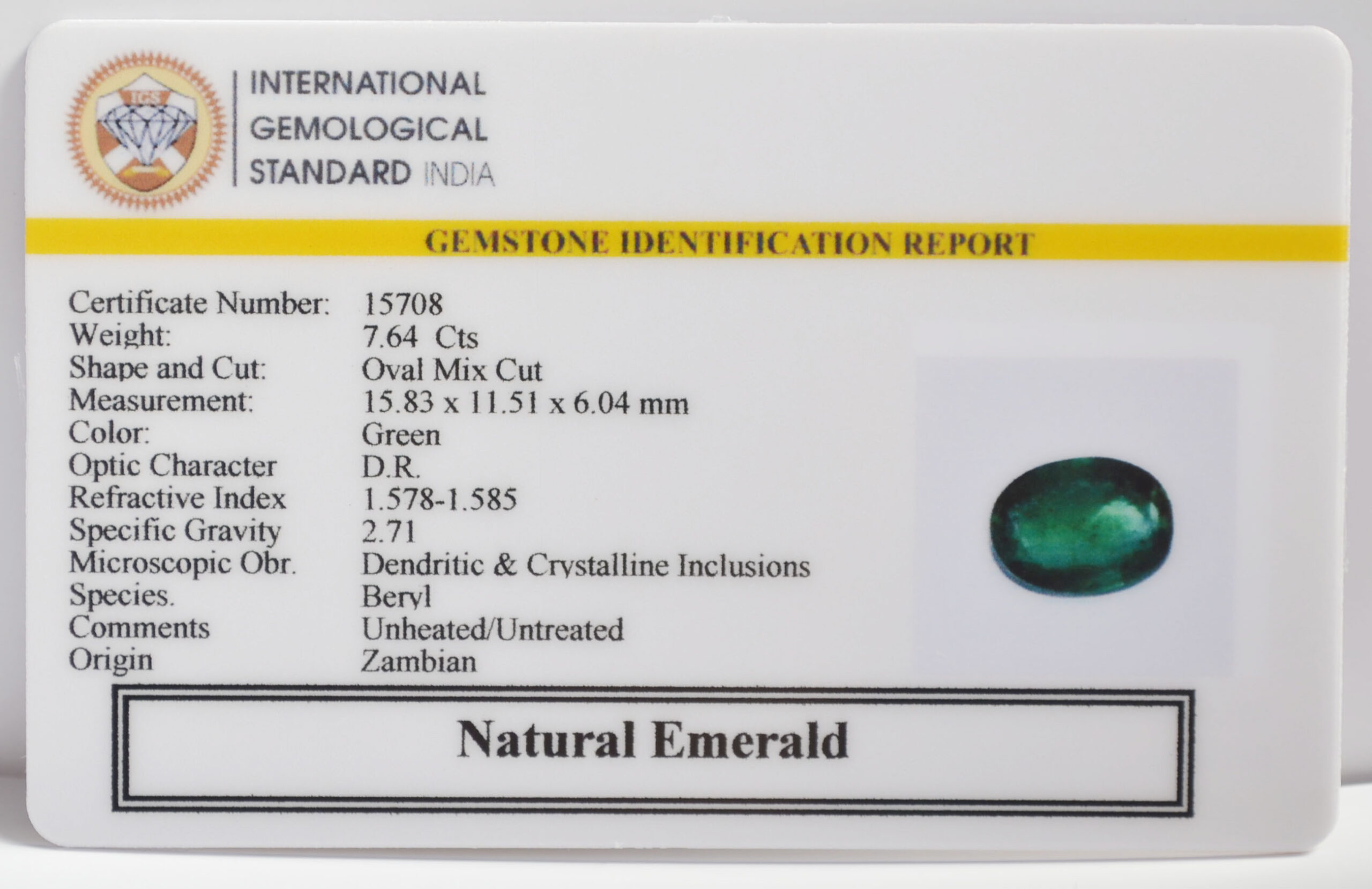 EMERALD 7.64 Ct.