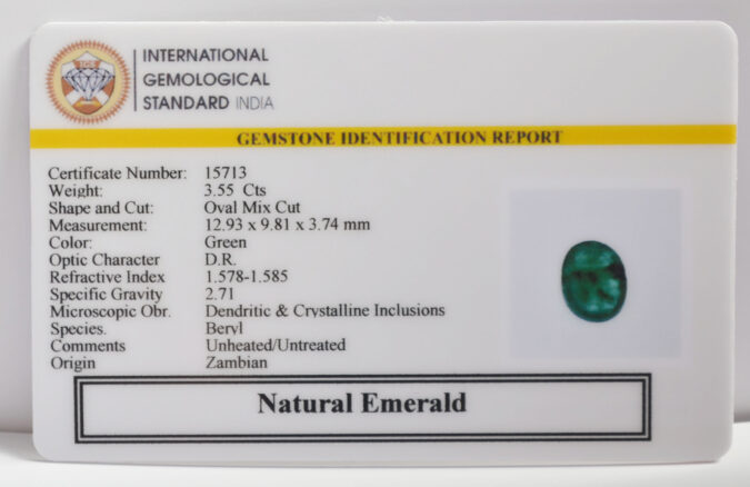 EMERALD 3.55 Ct.