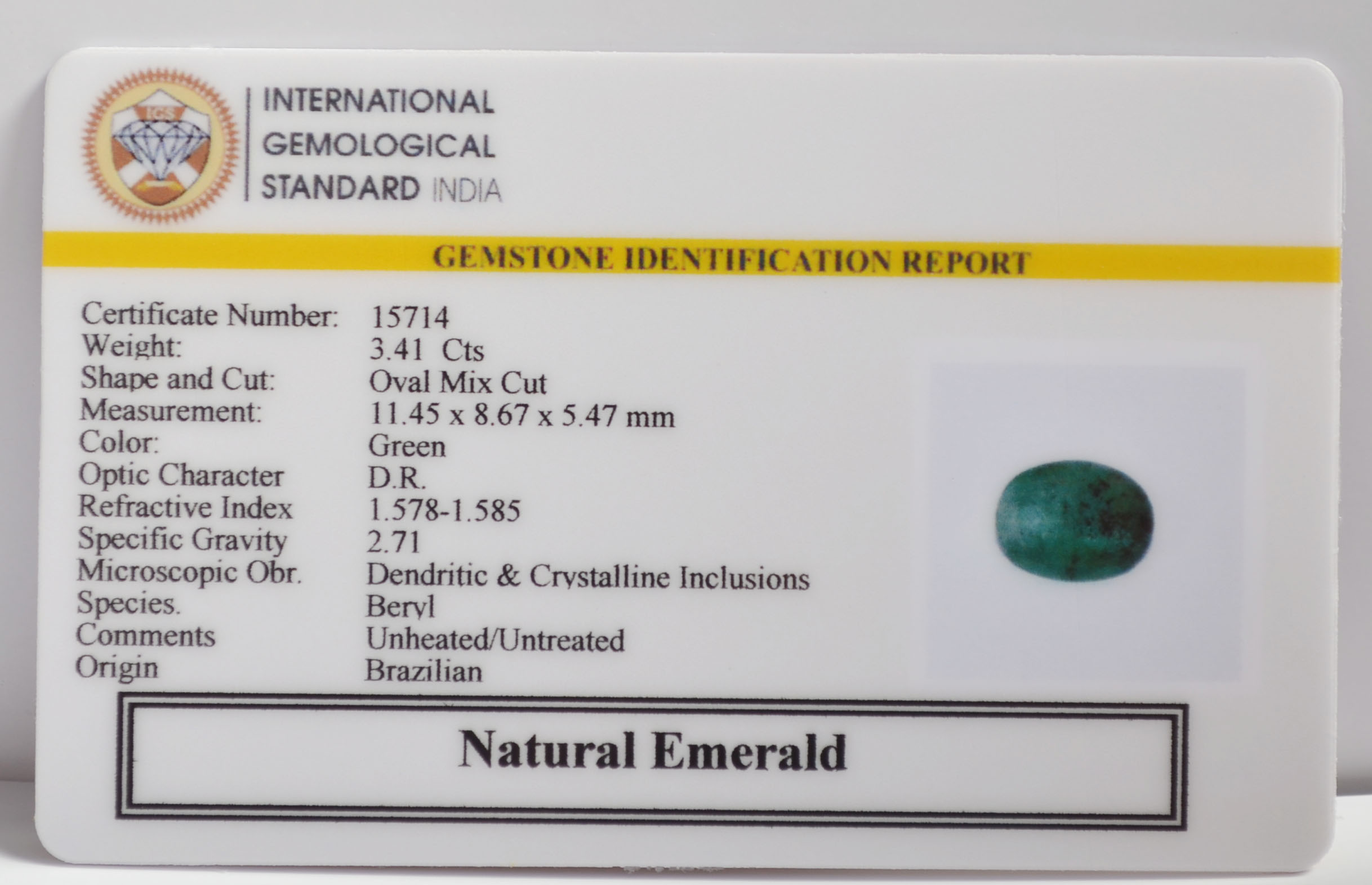 EMERALD 3.41 Ct.