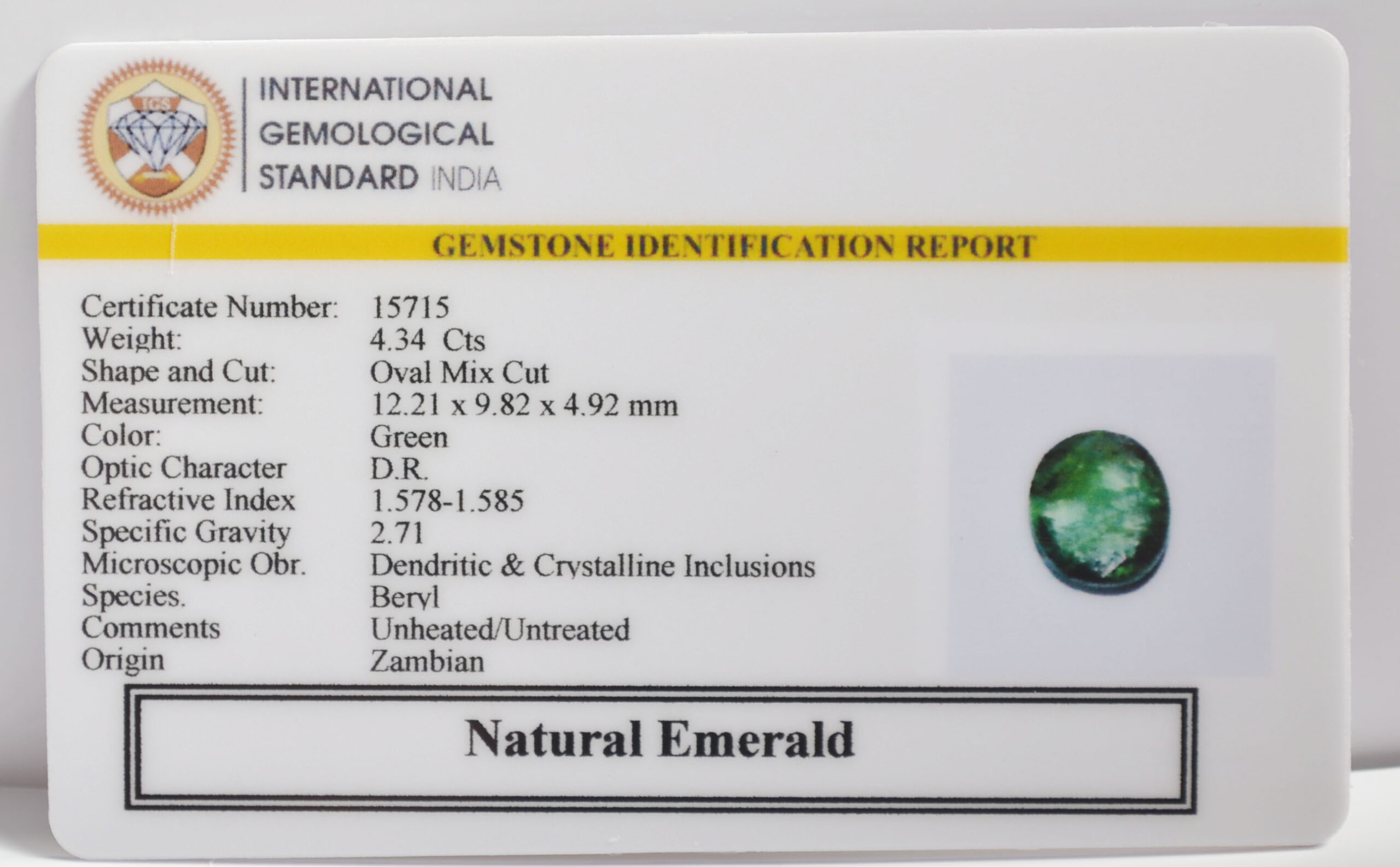 EMERALD 4.34 Ct.