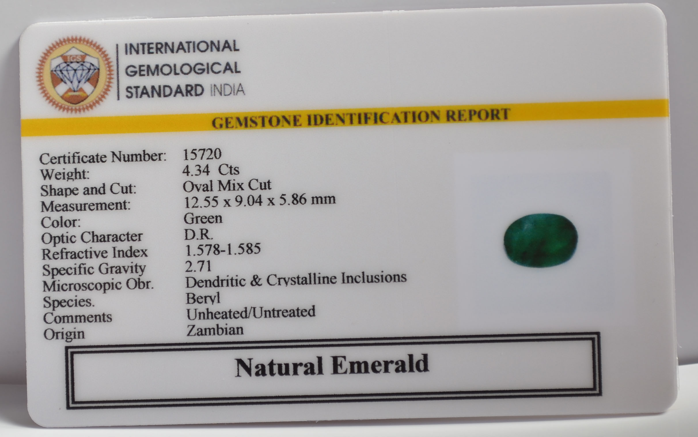 EMERALD 4.34 Ct.