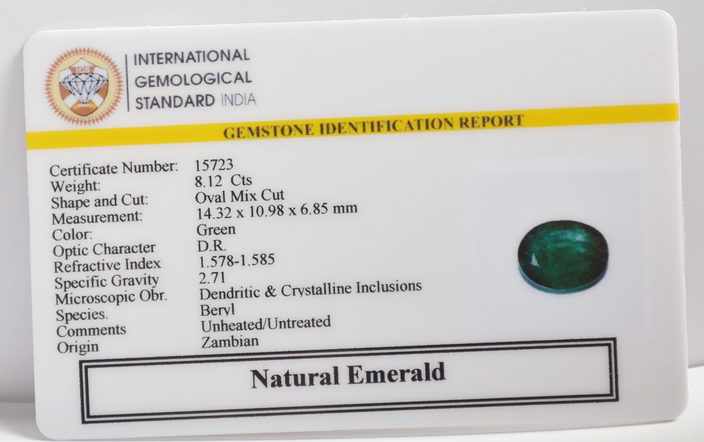 EMERALD 8.12 Ct.