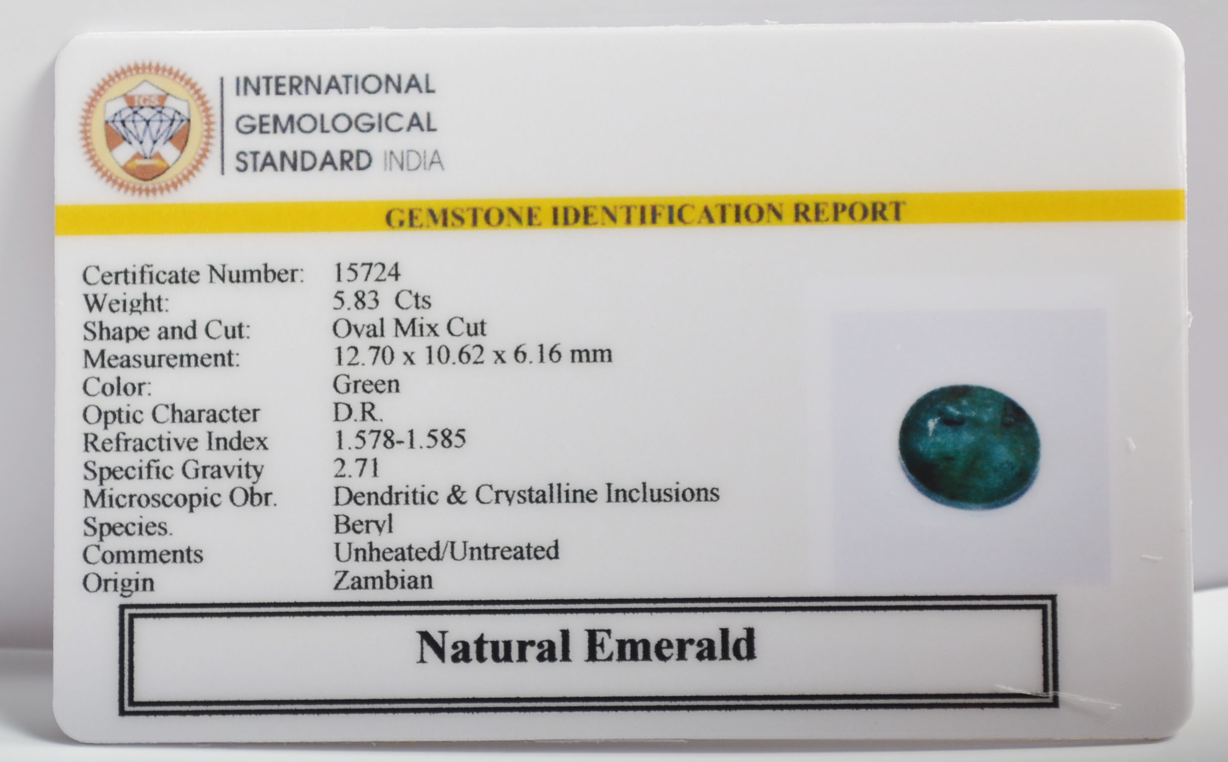 EMERALD 5.83 Ct.