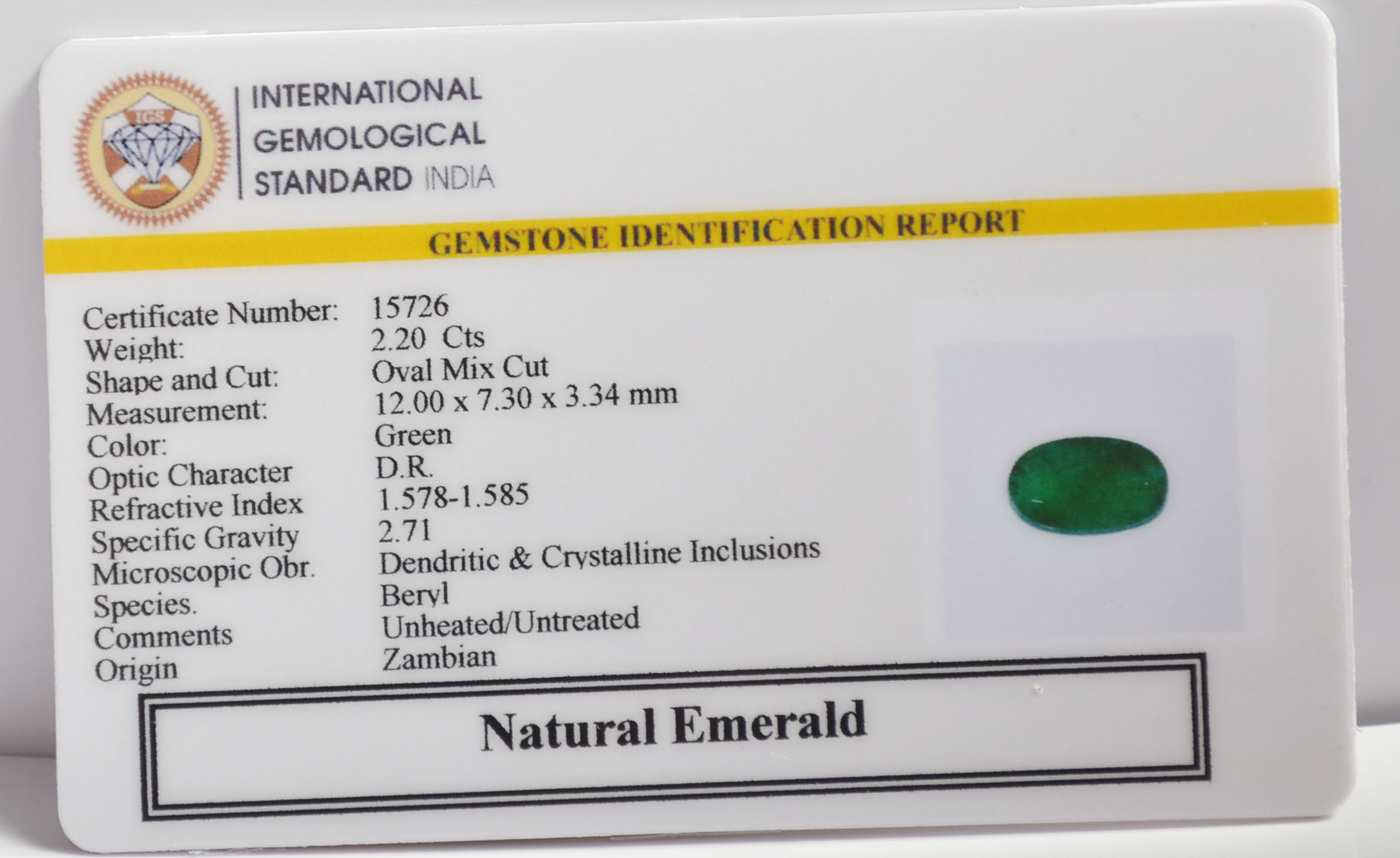 EMERALD 2.2 Ct.