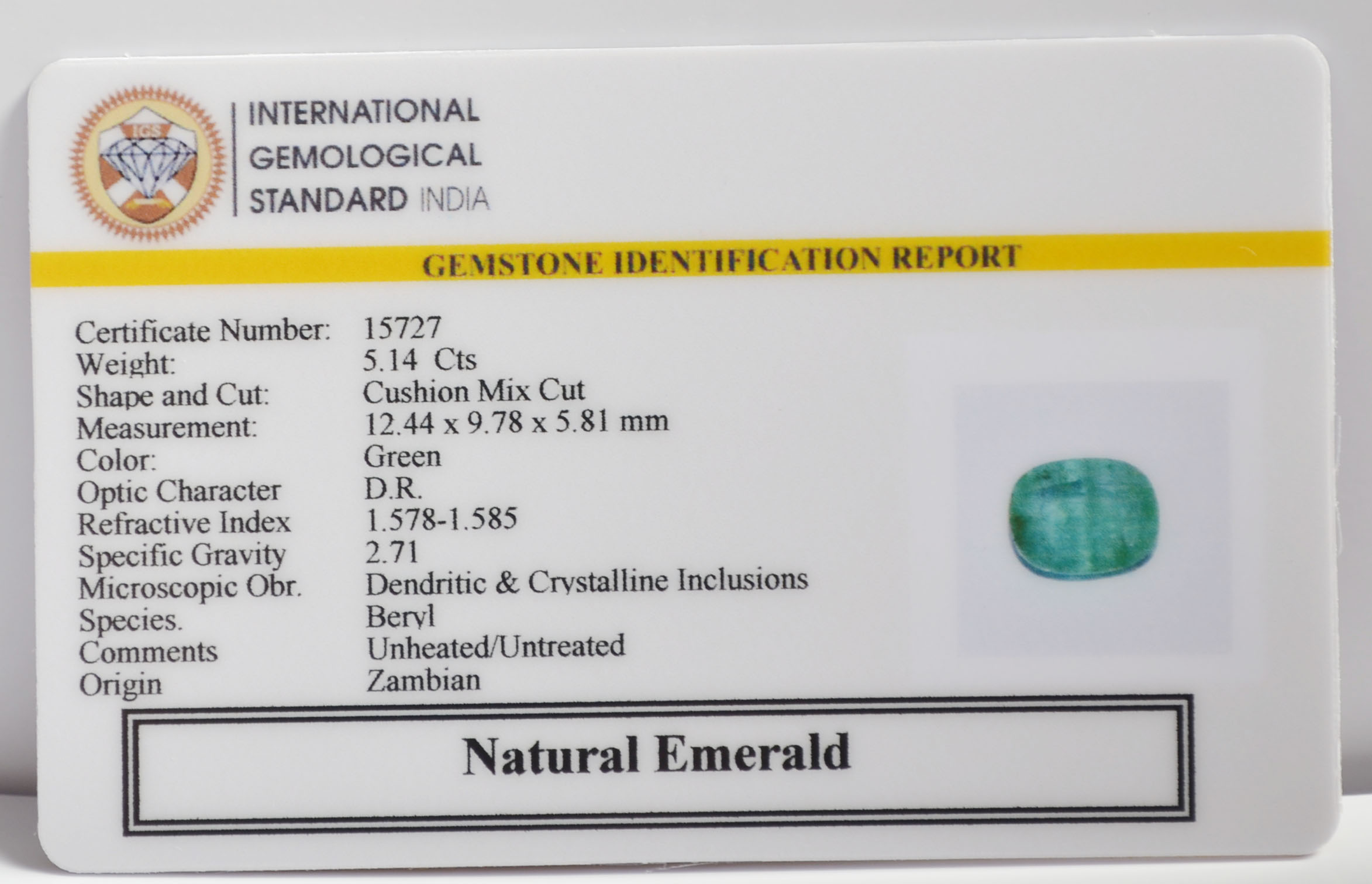 EMERALD 5.14 Ct.