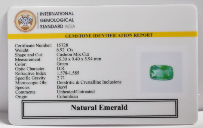 EMERALD 6.92 Ct.