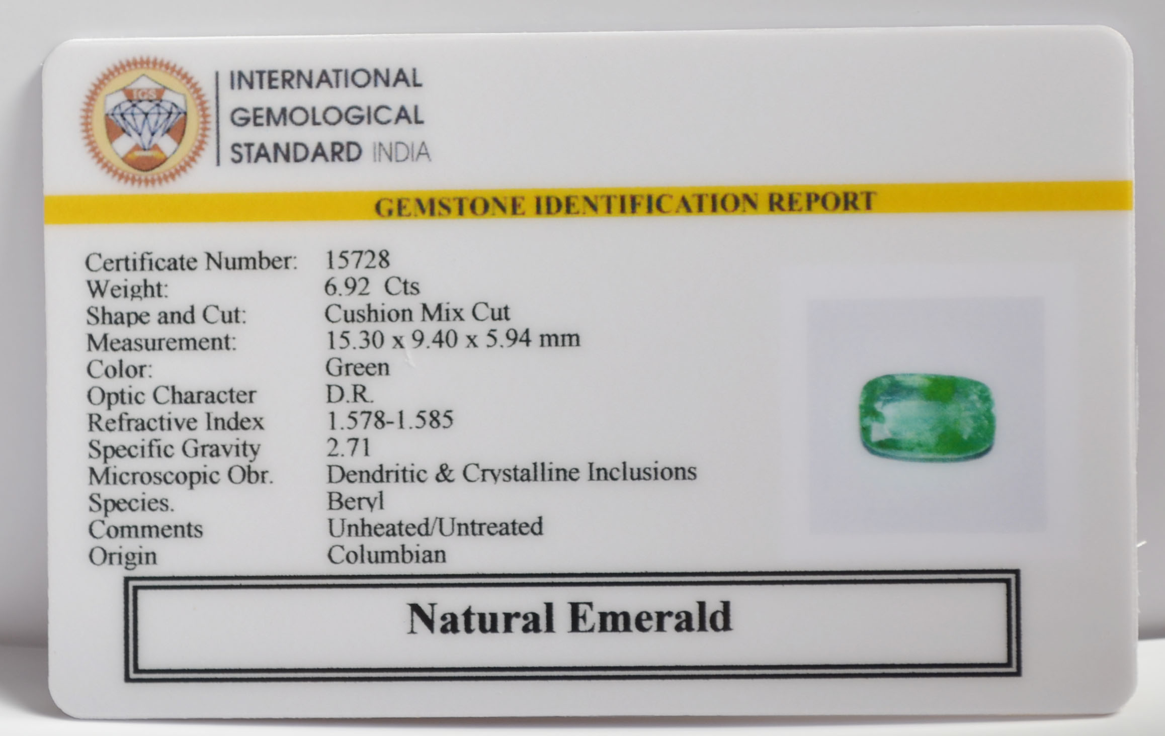 EMERALD 6.92 Ct.