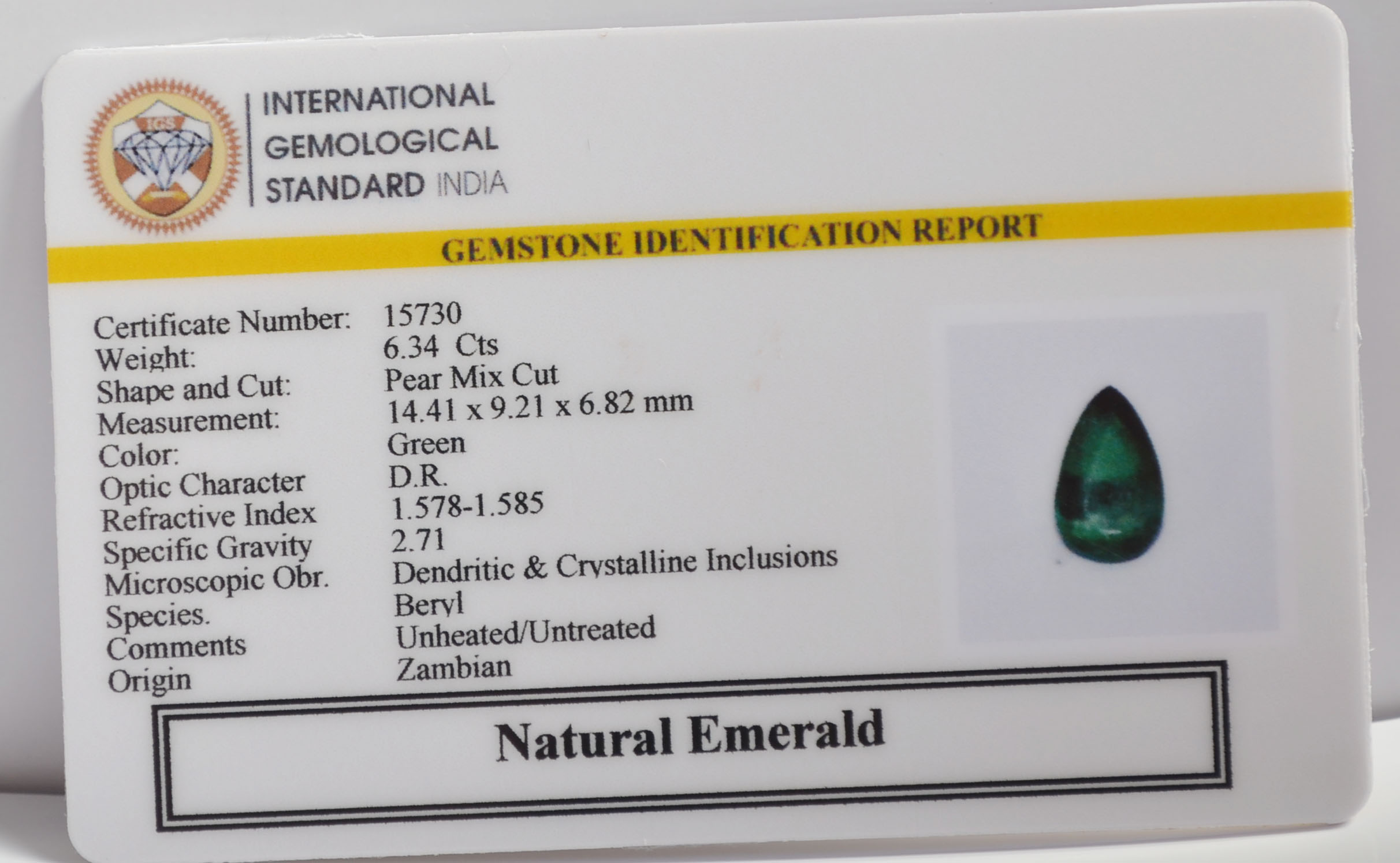 EMERALD 6.34 Ct.