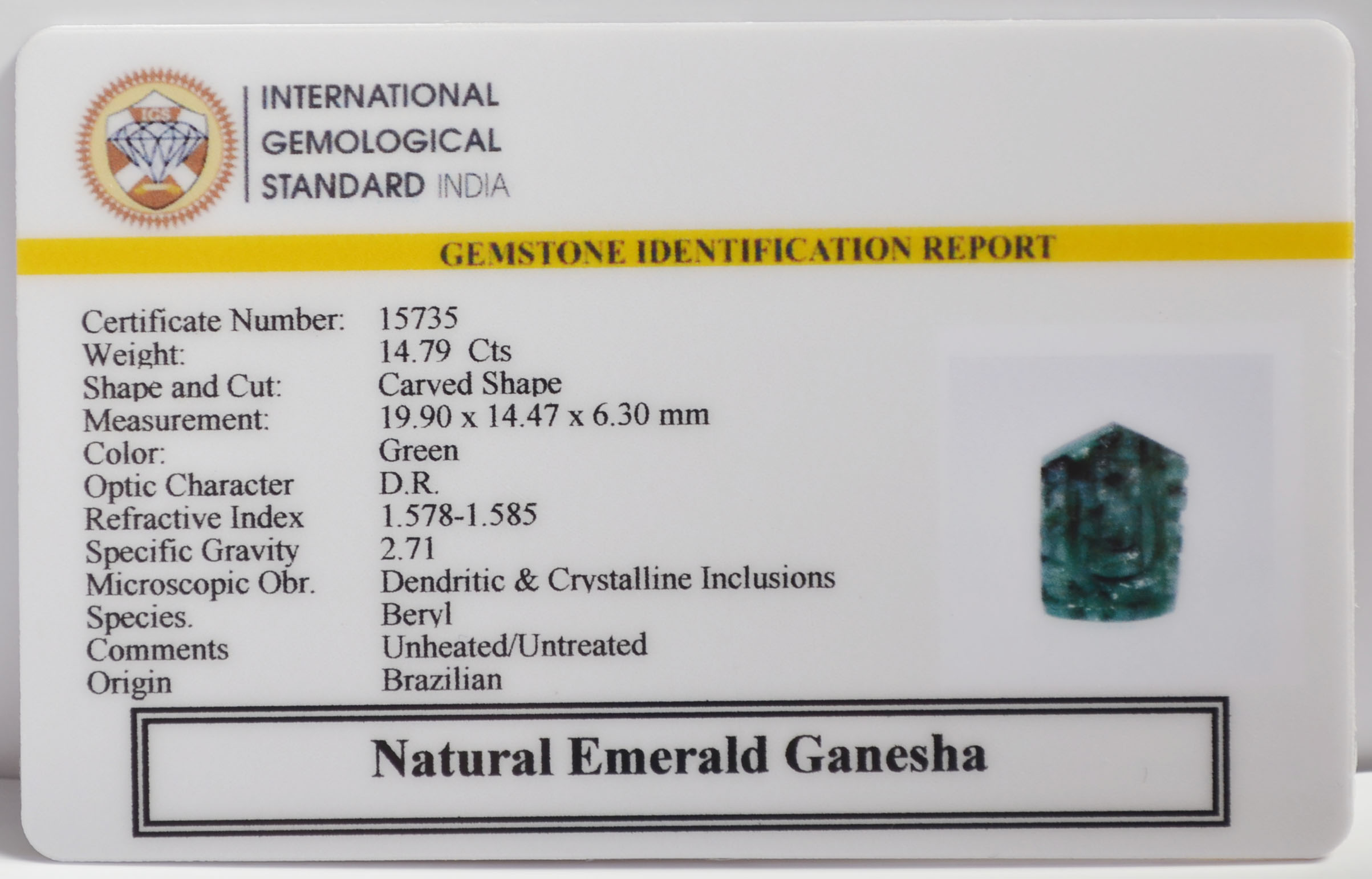GANESH EMERALD 14.79 Ct.