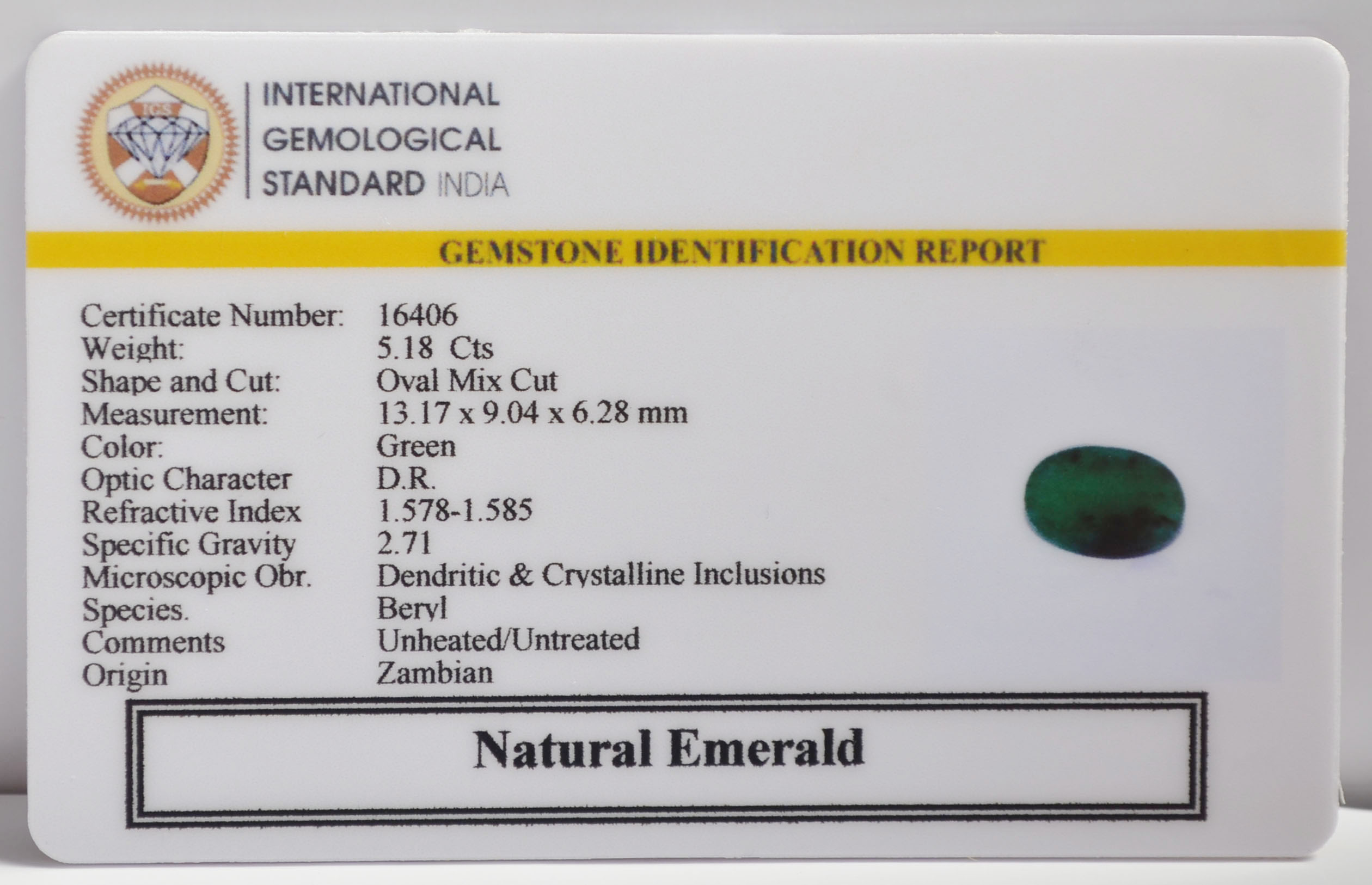 EMERALD 5.18 Ct. EMERALD 5.18 Ct.