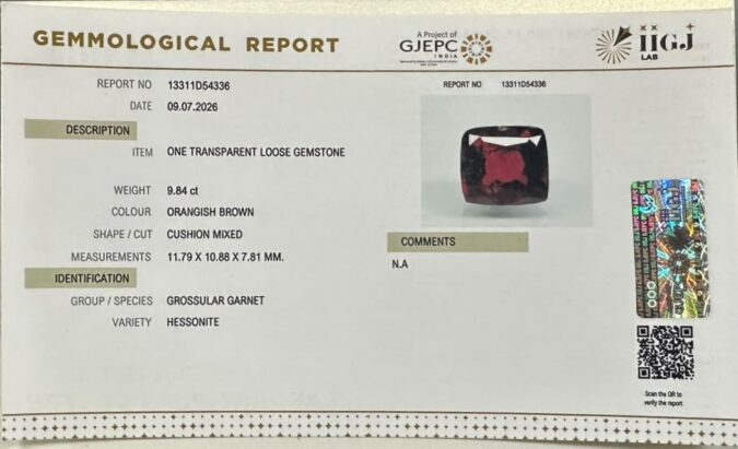 HESSONITE GOMED 9.84 Ct. HESSONITE GOMED 9.84 Ct.