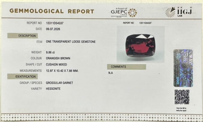 HESSONITE GOMED 9.86 Ct.