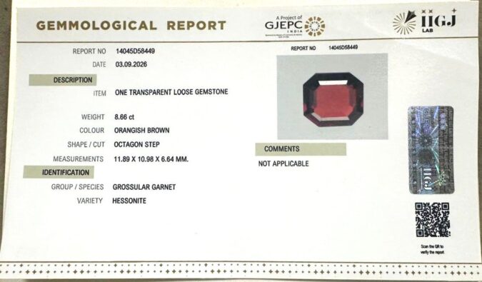 HESSONITE GOMED 8.66 Ct. HESSONITE GOMED 8.66 Ct.