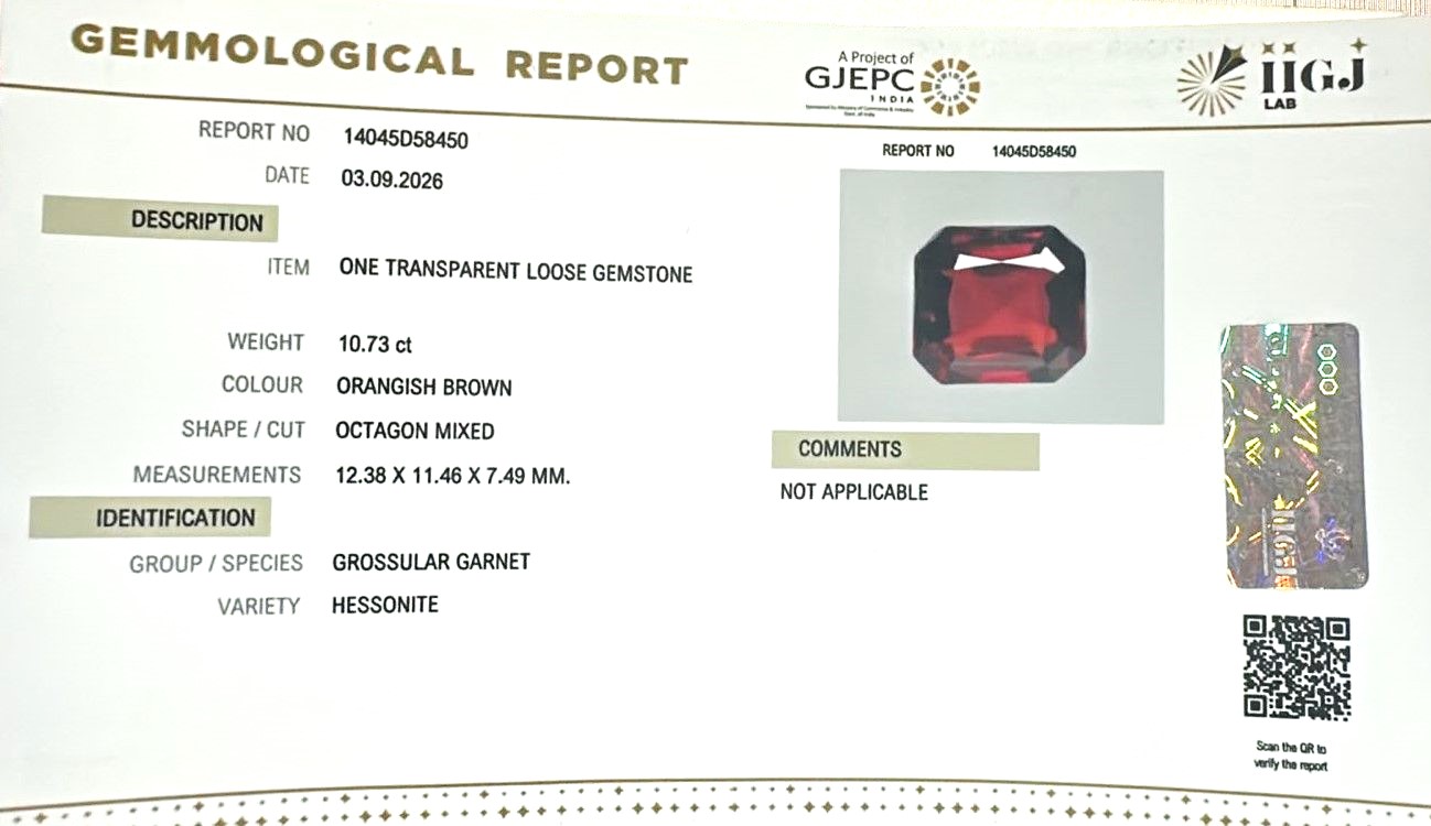 HESSONITE GOMED 10.73 Ct. HESSONITE GOMED 10.73 Ct.