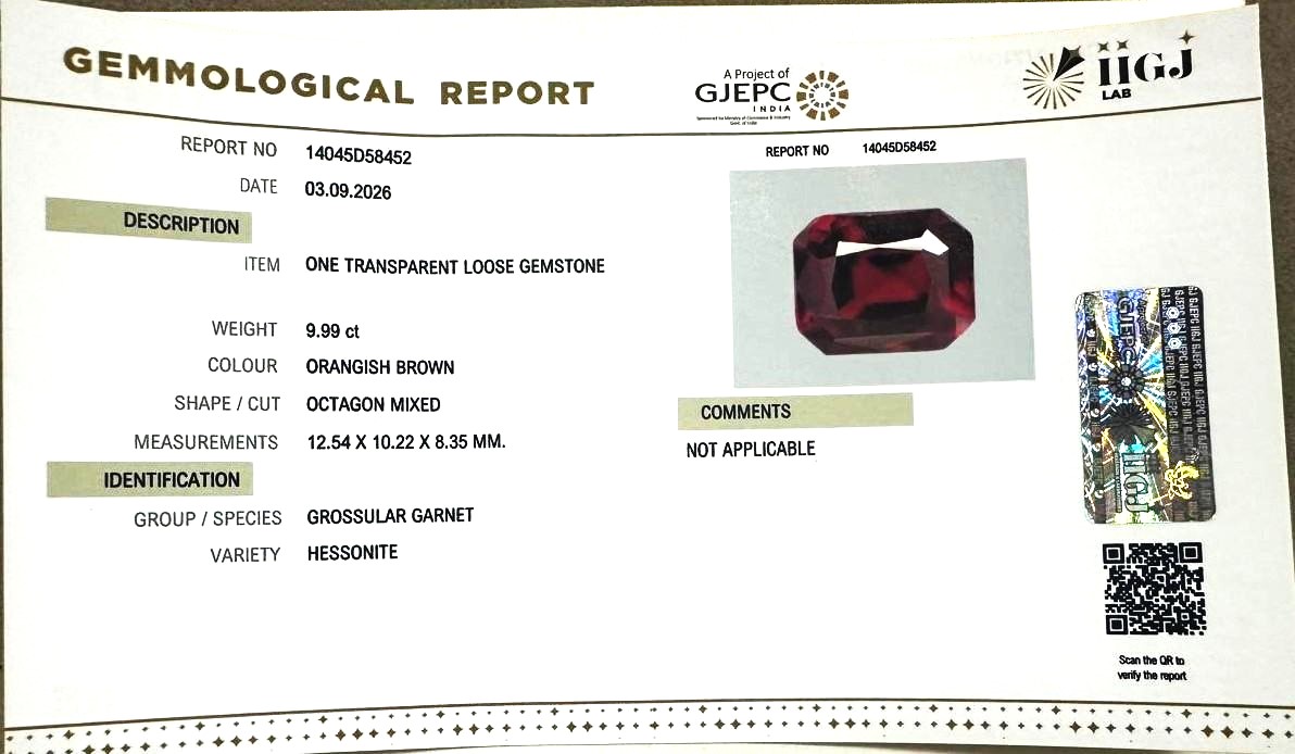 HESSONITE GOMED 9.99 Ct. HESSONITE GOMED 9.99 Ct.
