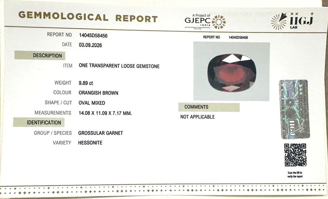 HESSONITE GOMED 9.89 Ct. HESSONITE GOMED 9.89 Ct.