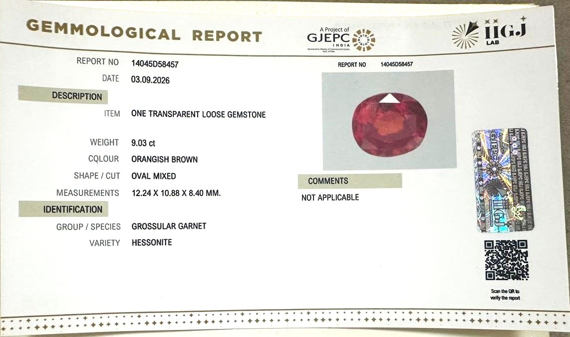 HESSONITE GOMED 9.03 Ct. HESSONITE GOMED 9.03 Ct.