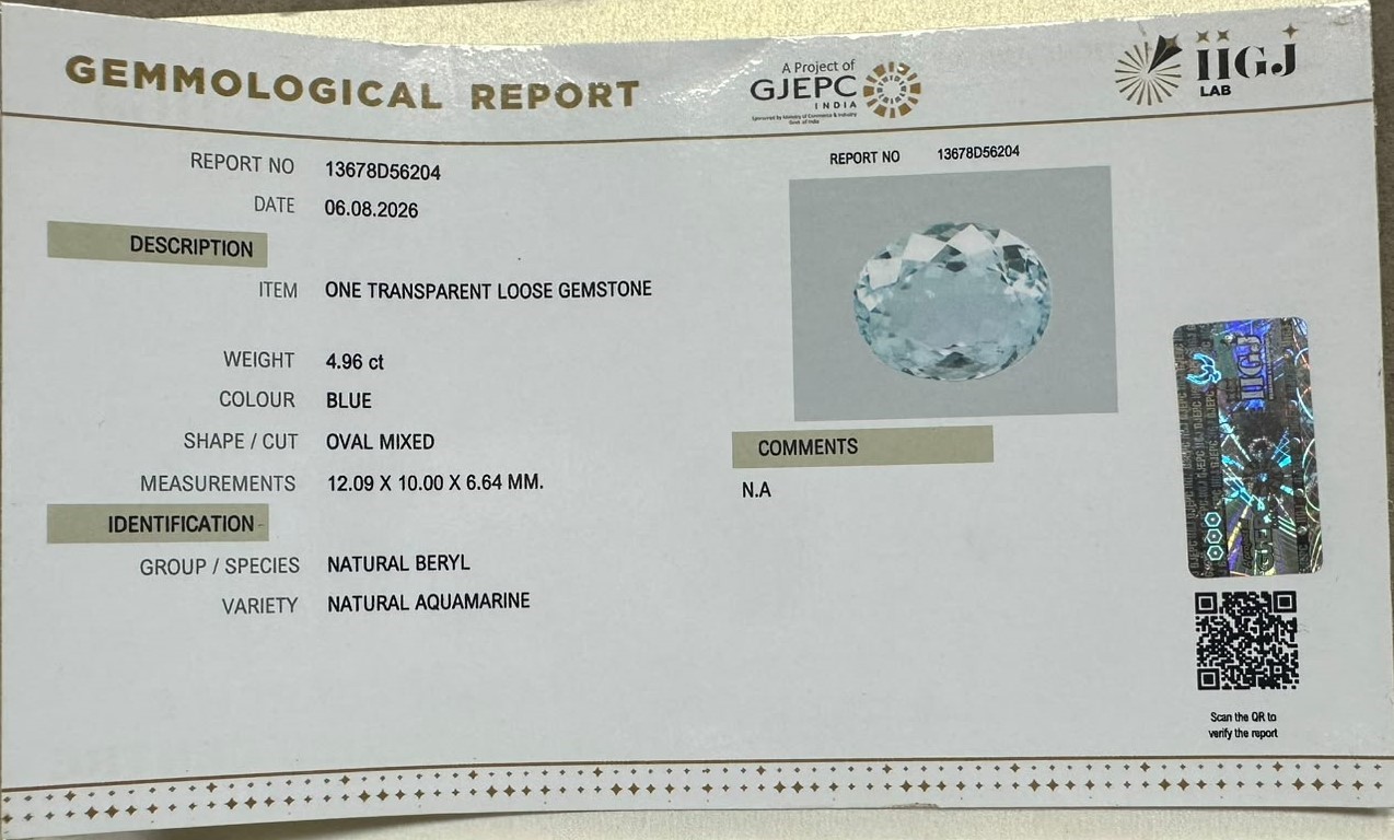 AQUAMARINE 4.96 Ct. AQUAMARINE 4.96 Ct.