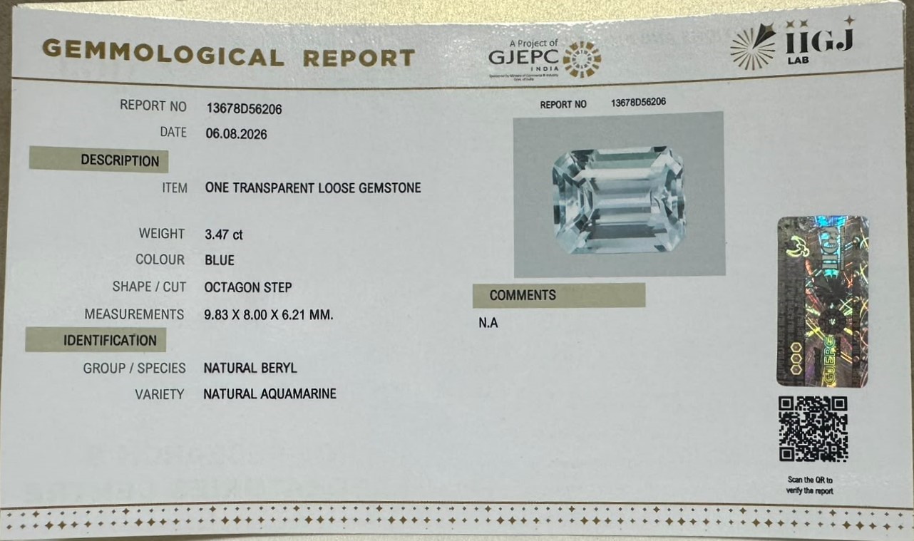 AQUAMARINE 3.47 Ct. AQUAMARINE 3.47 Ct.