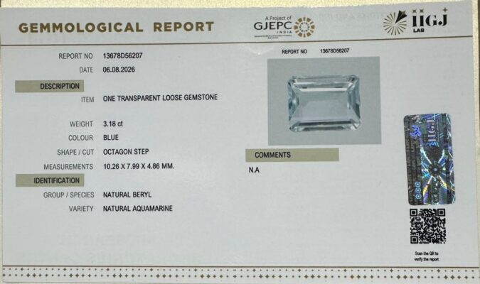 AQUAMARINE 3.18 Ct. AQUAMARINE 3.18 Ct.
