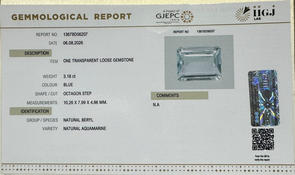AQUAMARINE 3.18 Ct. AQUAMARINE 3.18 Ct.