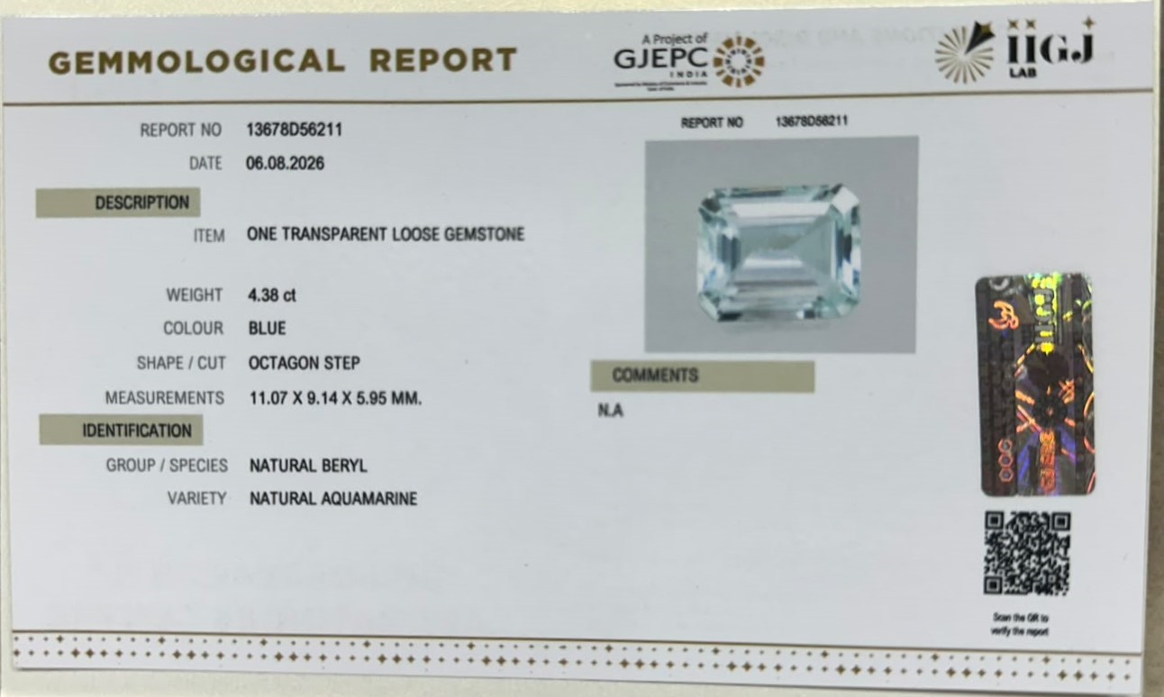 AQUAMARINE 4.38 Ct. AQUAMARINE 4.38 Ct.