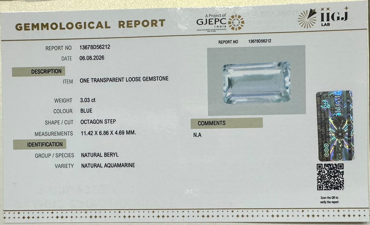 AQUAMARINE 3.03 Ct. AQUAMARINE 3.03 Ct.