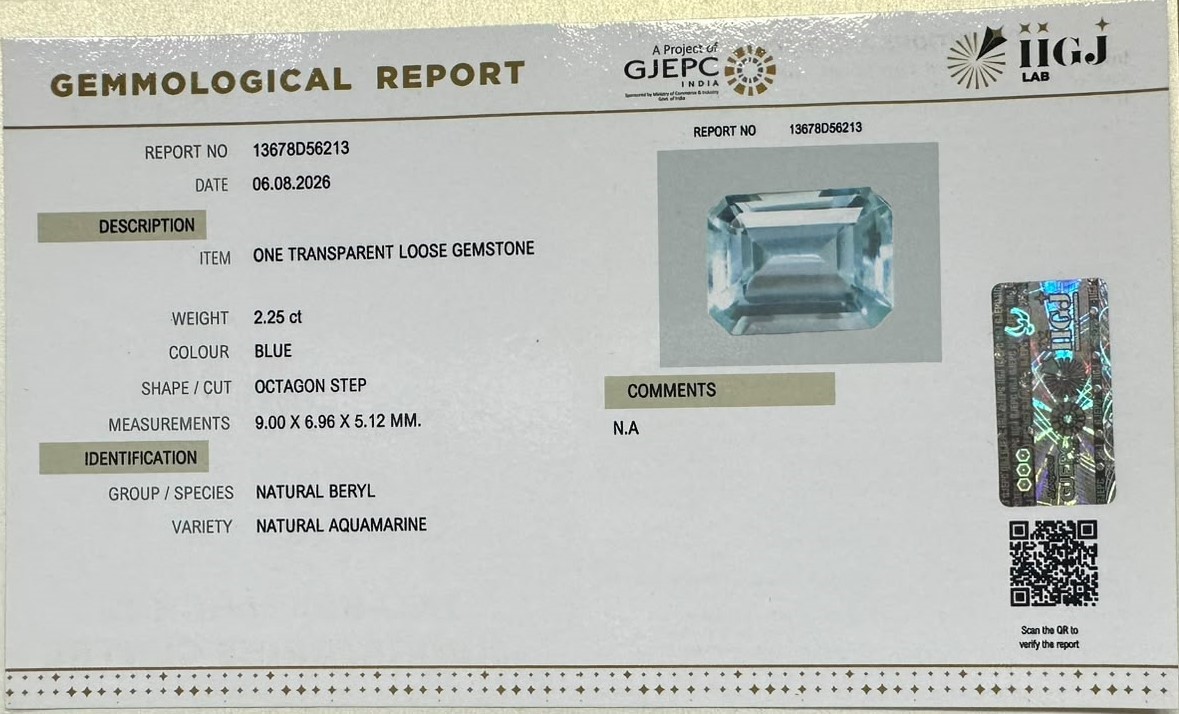 AQUAMARINE 2.25 Ct. AQUAMARINE 2.25 Ct.