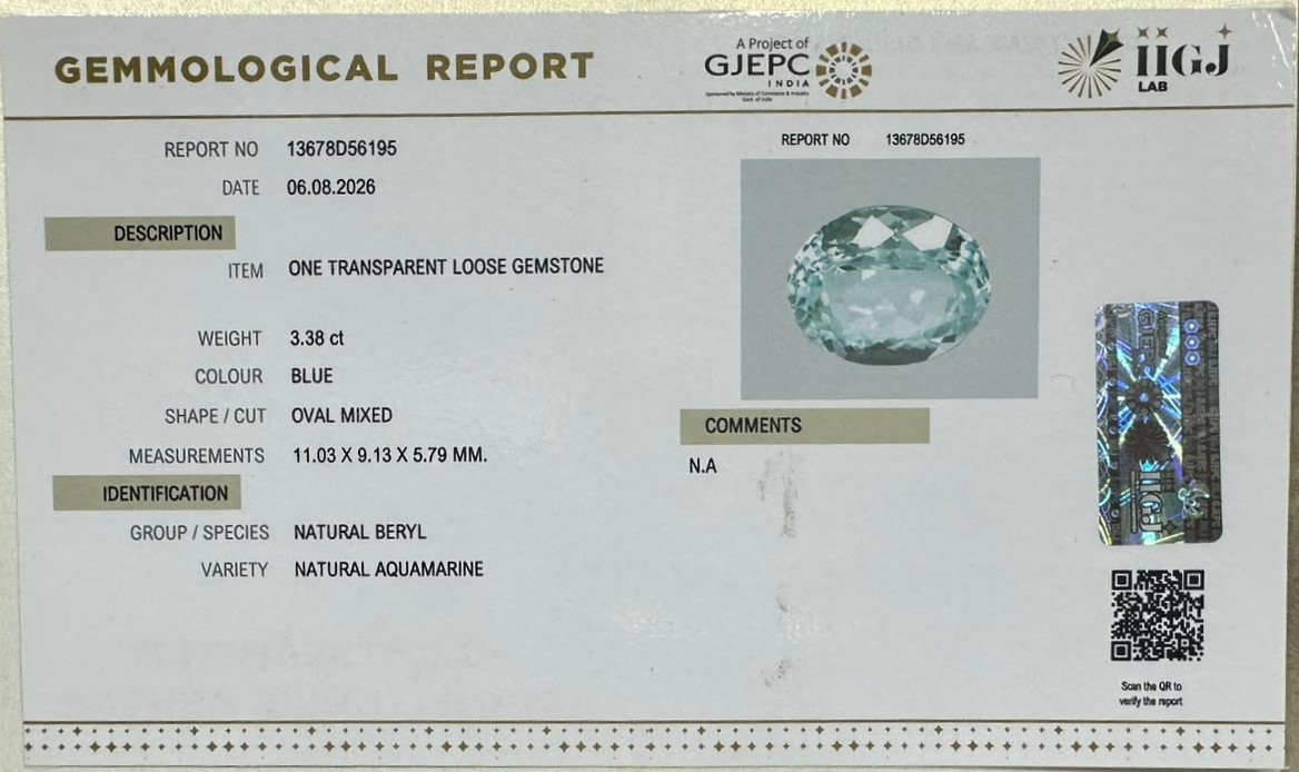 AQUAMARINE 3.38 Ct. AQUAMARINE 3.38 Ct.