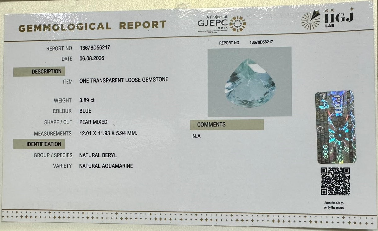AQUAMARINE 3.89 Ct.