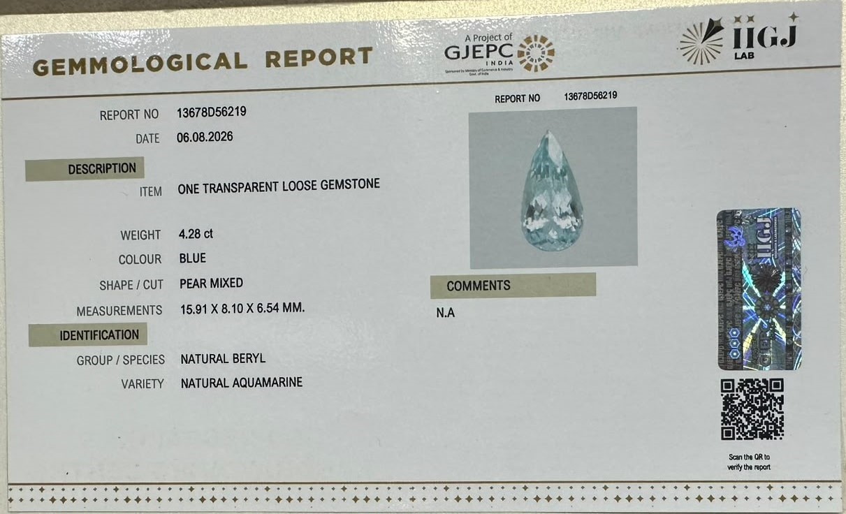 AQUAMARINE 4.28 Ct.