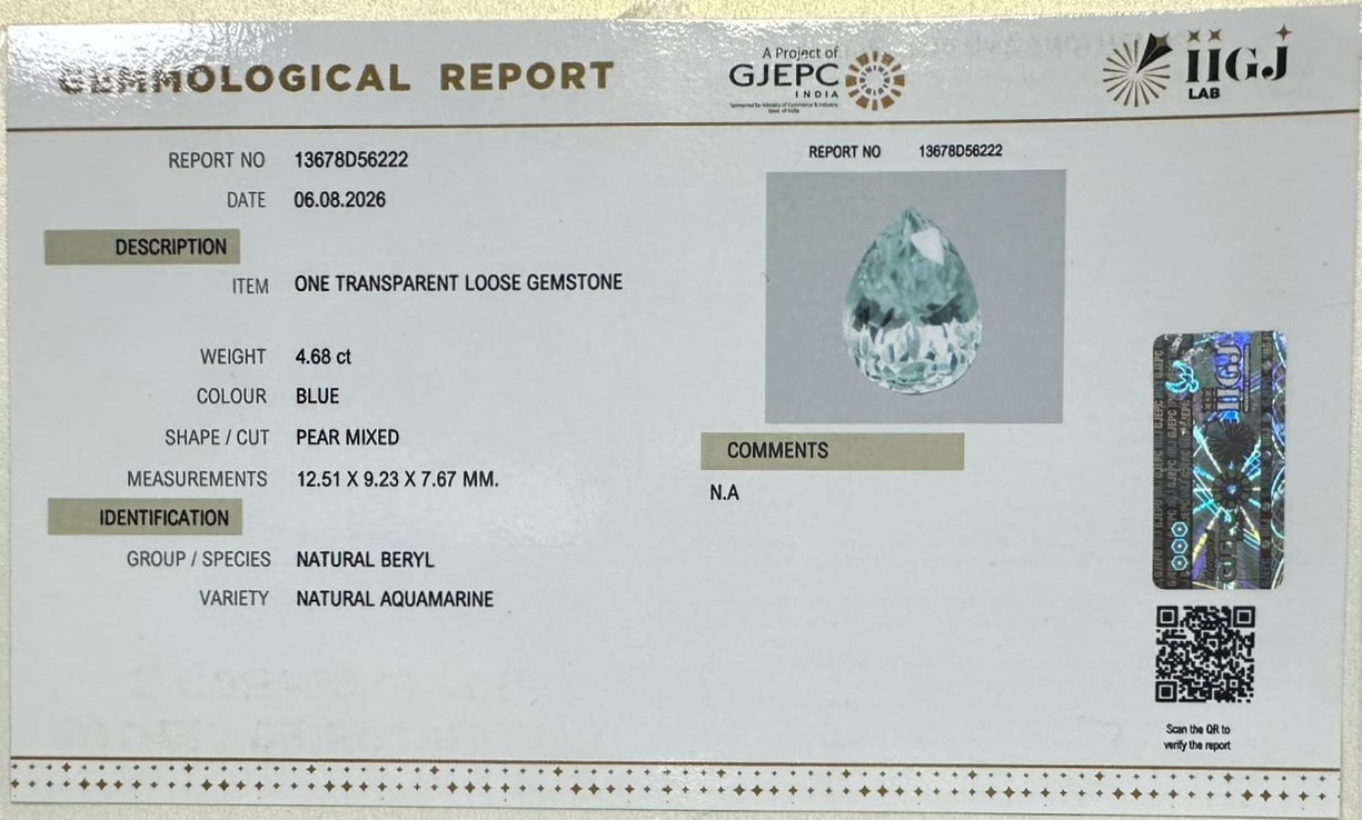 AQUAMARINE 4.68 Ct.