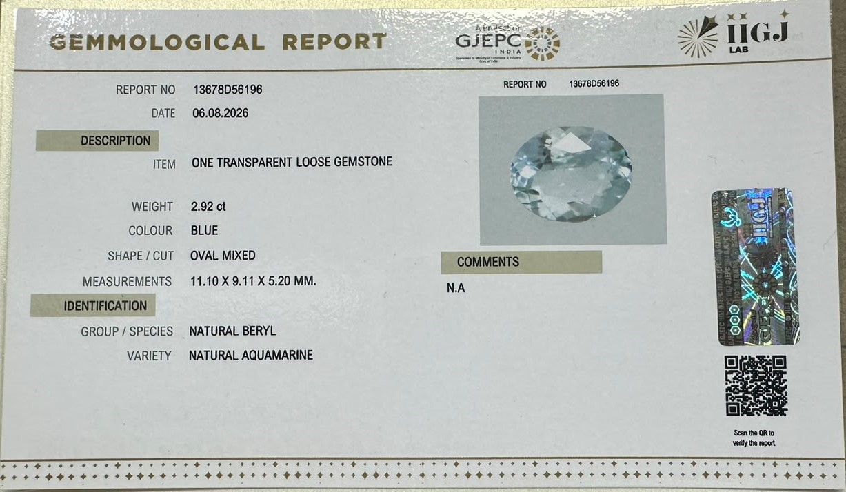 AQUAMARINE 2.92 Ct.