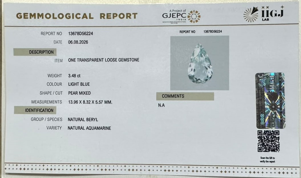 AQUAMARINE 3.48 Ct.