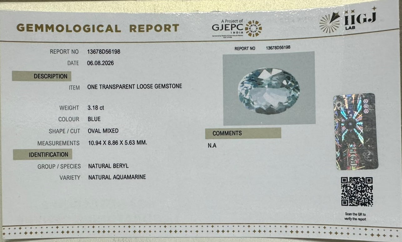 AQUAMARINE 3.18 Ct. AQUAMARINE 3.18 Ct.