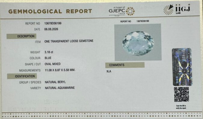 AQUAMARINE 3.18 Ct. AQUAMARINE 3.18 Ct.