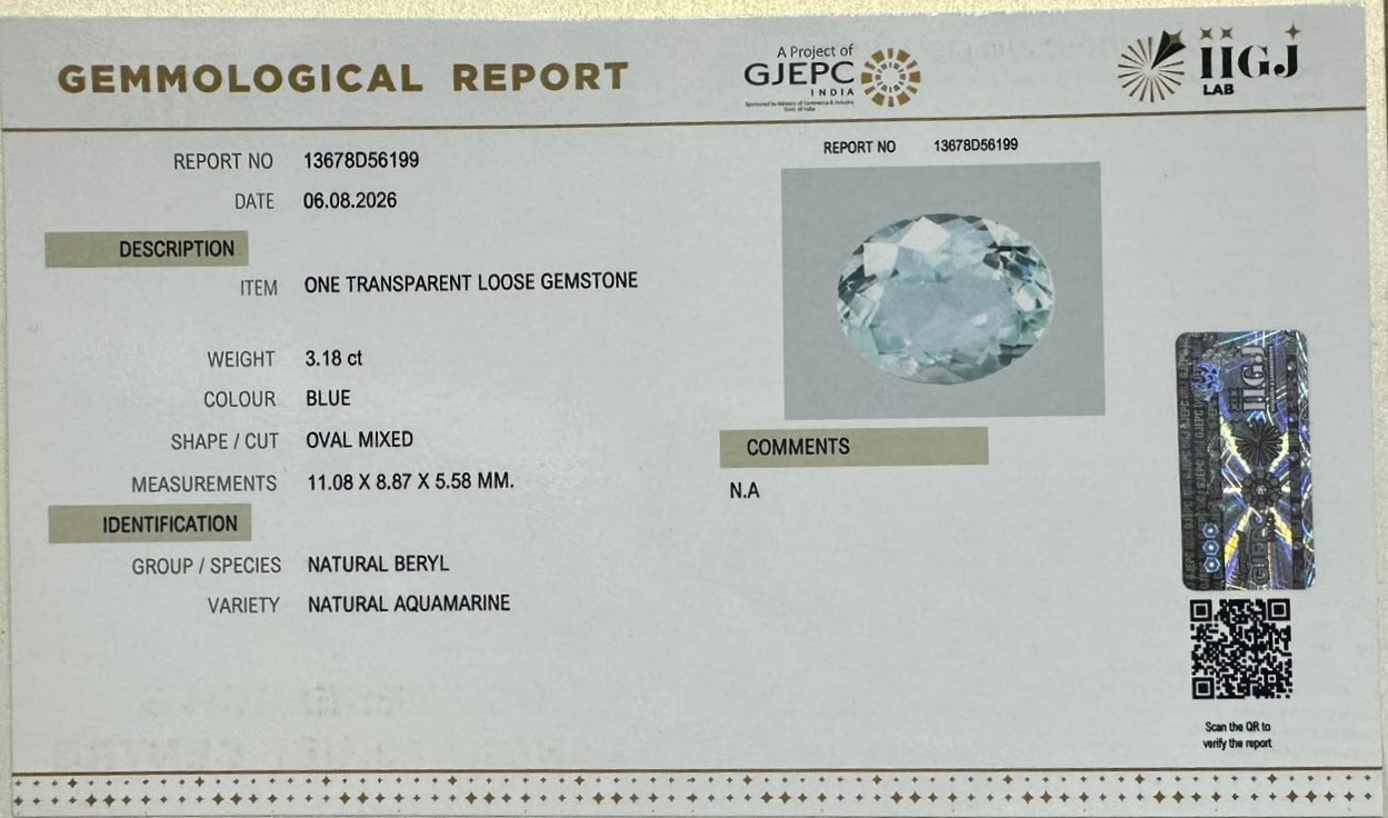 AQUAMARINE 3.18 Ct. AQUAMARINE 3.18 Ct.